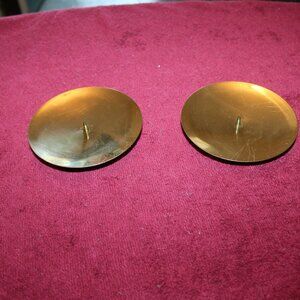 Metal Glow 4 inch Brass Tone Candle Holder Plate -Set of 2